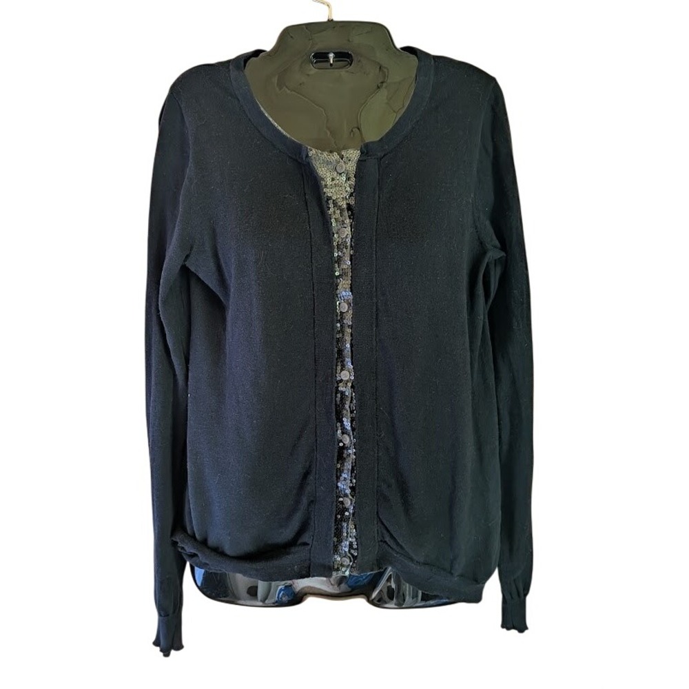 J.Crew Cardigan Women M 2010s Sequin Embellished Festive Glam Preppy Layering